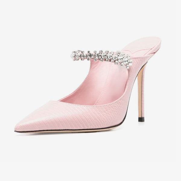 Pink Lizard-Effect Leather Pumps