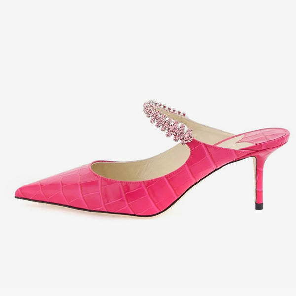 Red Croc-Effect Leather Heels