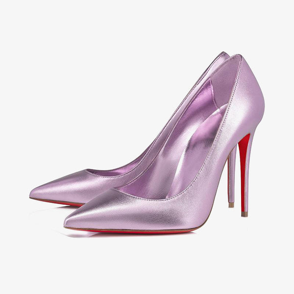 Lavender Laminated Leather Pumps with 100 mm