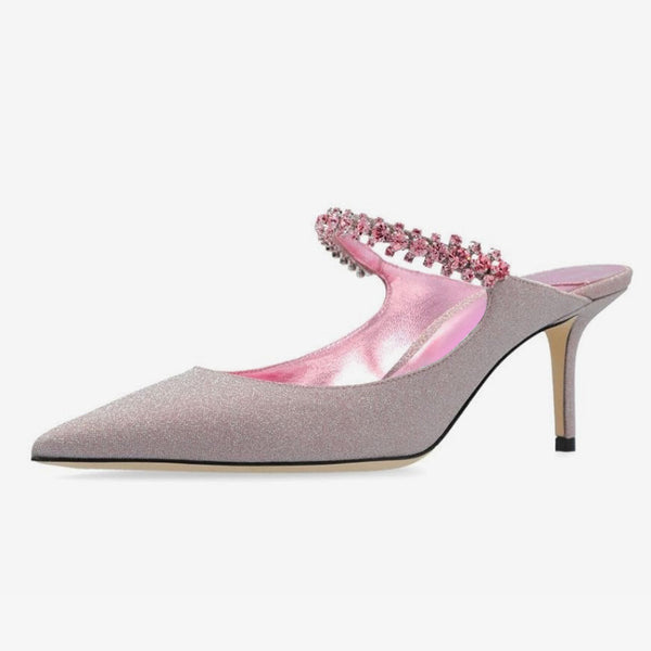 Pink Glitter Simple Mules