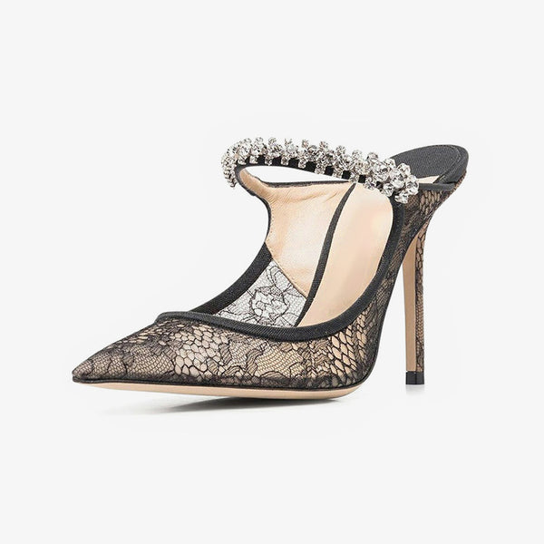 Black Lace Elegant Mules