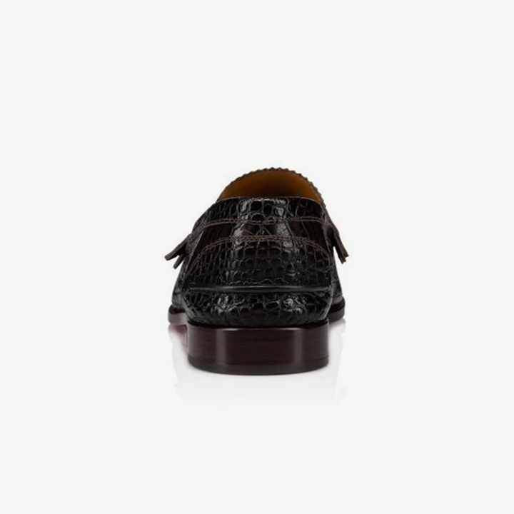 Crocodile Pattern Strap Leather Penny Loafers - ARNO CONTI