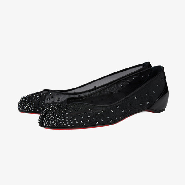 Rhinestone Mesh Split-Toe Flats