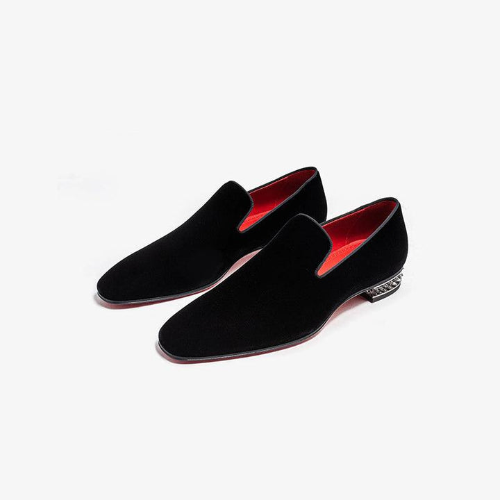 Rock 'n' Roll Velvet Loafers with Silver Spikes - ARNO CONTI