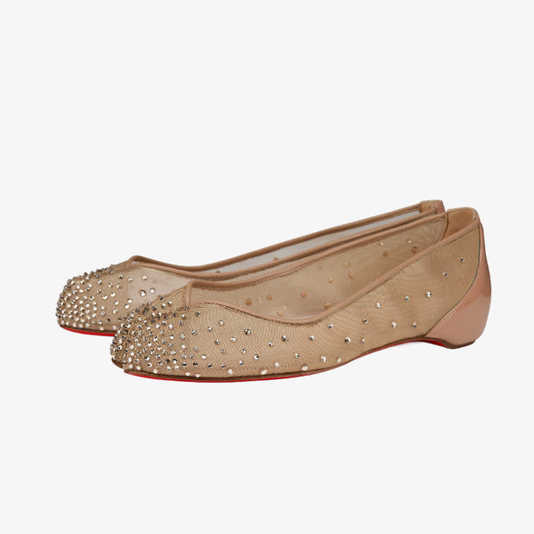 Rhinestone Mesh Split-Toe Flats
