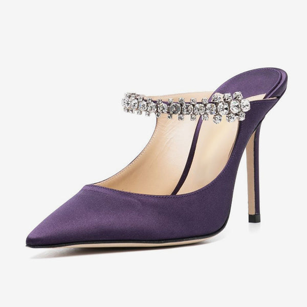 Purple crystal-embellished stiletto Pumps