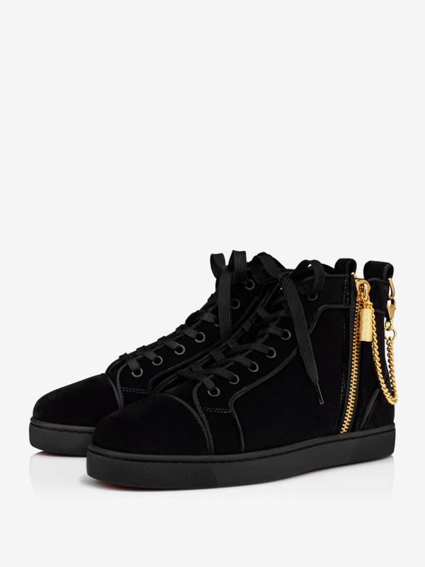 Chains Velvet Mens Sneakers Round Toe - ARNO CONTI