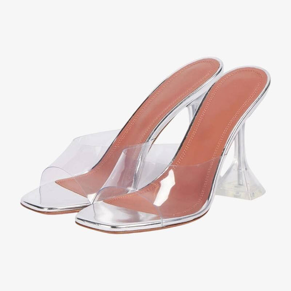 Crystal Clear Square-Toe Mules