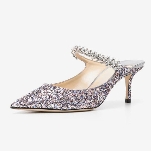 Silver Glitter Fashion Mules