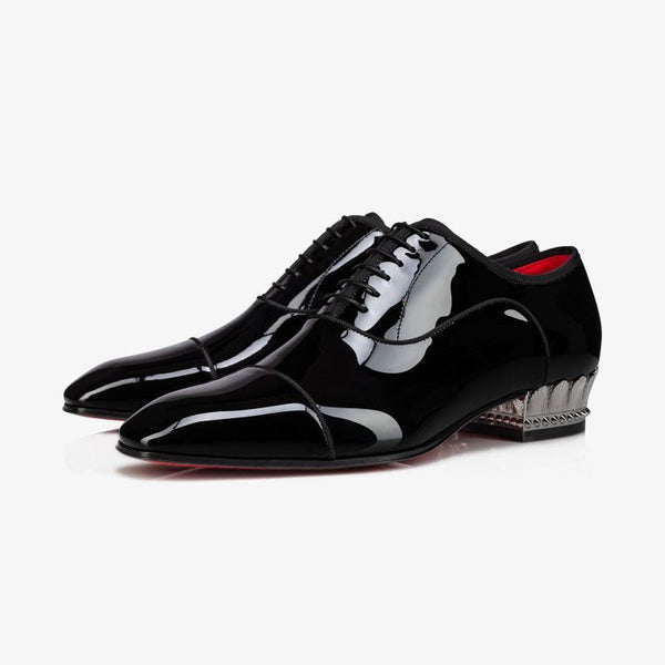 Black Patent Leather Shoe and Metallic Heel
