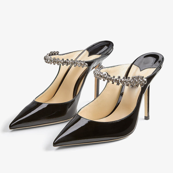 Black Patent Leather Mules