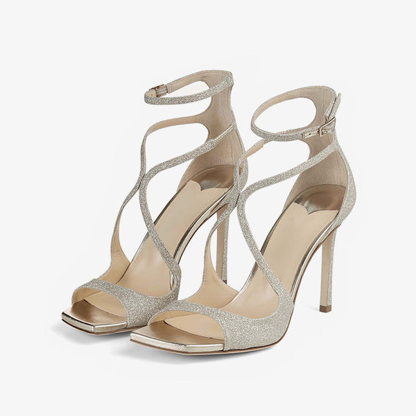 Silver Shining Heel Sandals