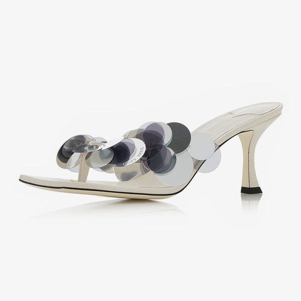 White Sequined Suede Thong Sandals