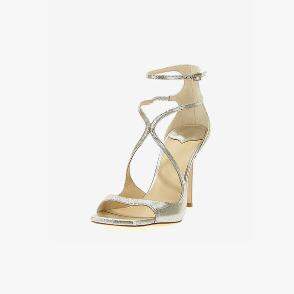 Sliver Grained Leather Sandals
