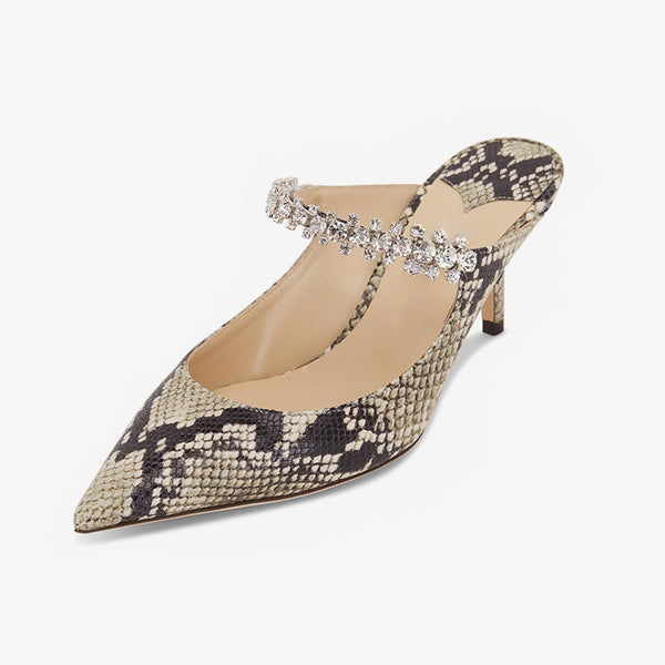 Snakeskin Personality Mid-Low Heel Mules