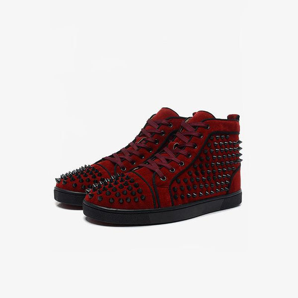 Spikes Red Velvet Trendy Mens Shoes