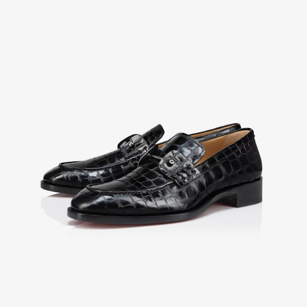 Crocodile Print Leather Loafers