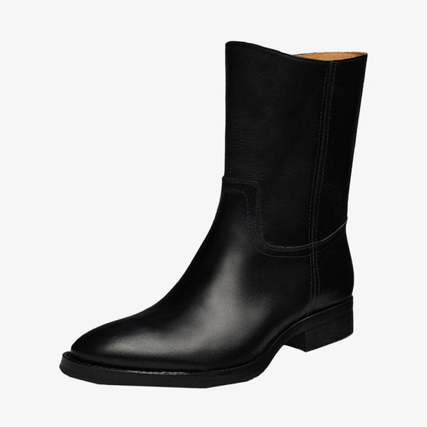 Black Leather Boots with Pointed Toe