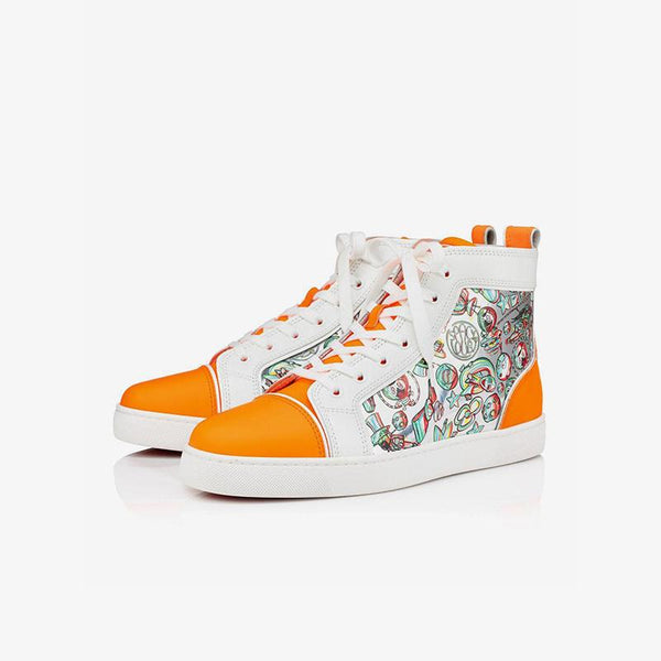 Sneakers Orange Artwork Printed