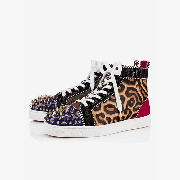 High Sneakers Spike Studs Leopard