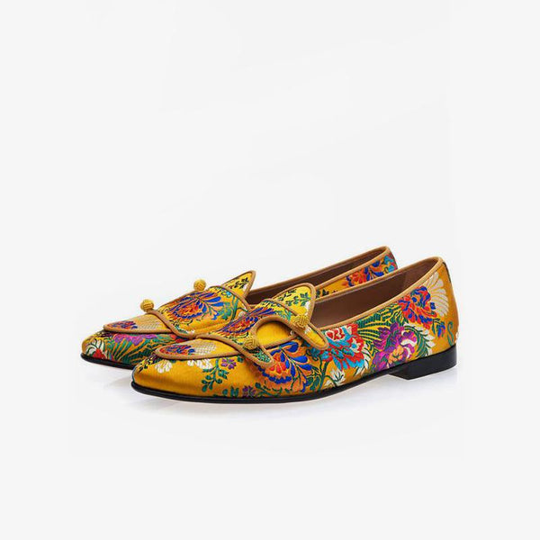 Embroidered Silk Loafers