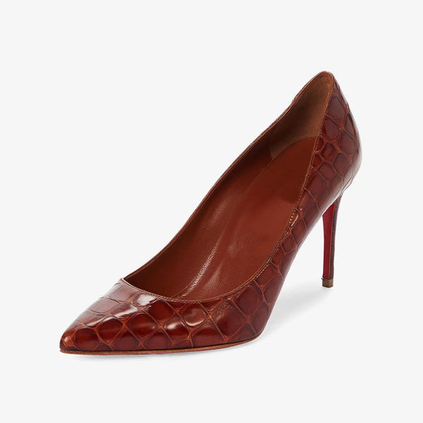 Red Croc-Effect Patent Leather Pumps with 80 mm Stiletto