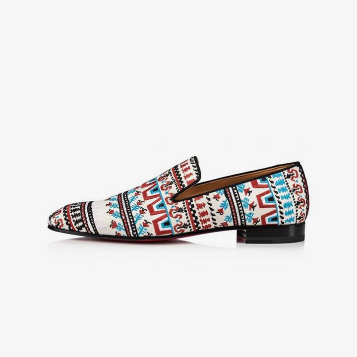 Cotton Flat Embroidered Loafer Men Calf Leather - ARNO CONTI