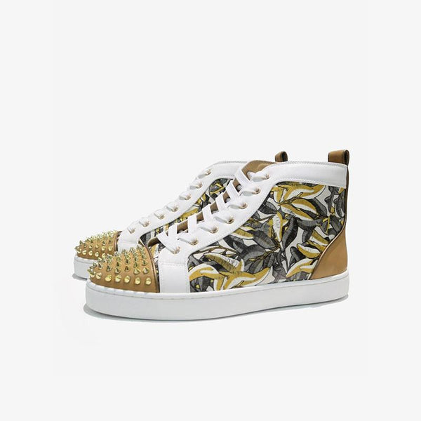 Leather Studded Patterns High Top Sneakers