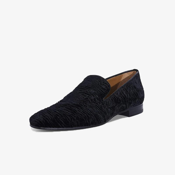 Distinctive Black Velvet Textured Shoes