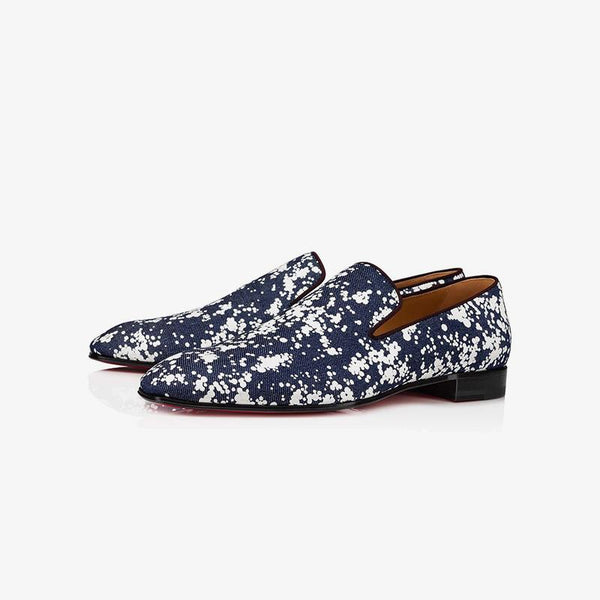 Denim Dots Flats Slip-on Leather Loafers