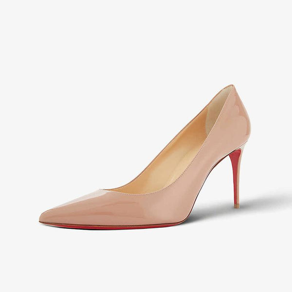 Nude Leather Low-Cut High-Heel Pump