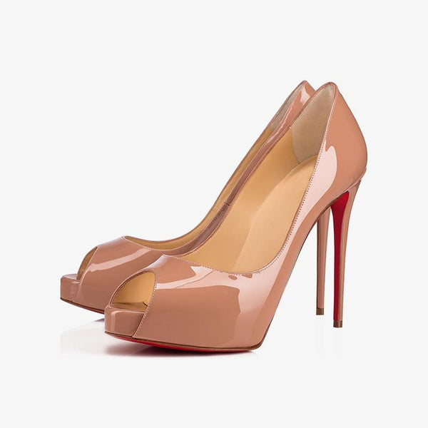 Beige Patent Leather 120mm Stiletto Pumps