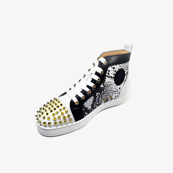 Snakeskin Shoes Rivets Leather Sneakers