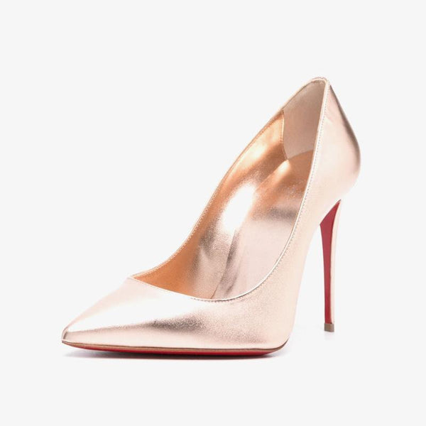 Rose Gold 100mm Leather Pump