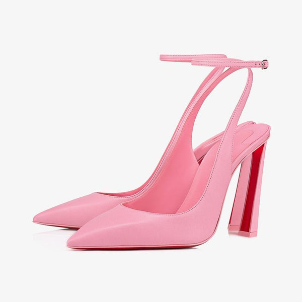 Pink Leather 100mm Strappy High Heel Pump