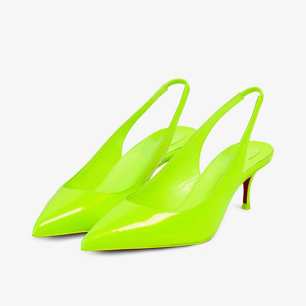 Fluo Green Patent Leather 60mm Slingback Pump