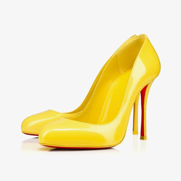 Yellow Patent Leather 100 mm Pump with Signature Fetish Heel