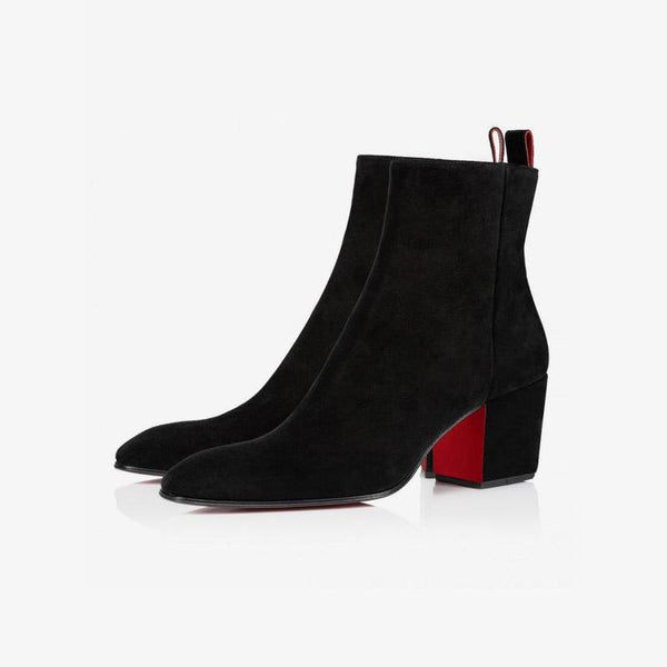 High Heel Black Suede Boots