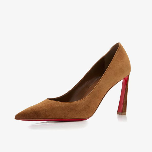 Brown Suede Pointed-Toe Pumps with 100mm Heel