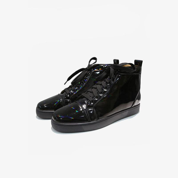 Flat Black Patent Leather Sneakers