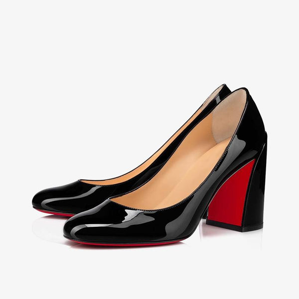 Black Patent Calf Leather Pumps with 80 mm Architectural