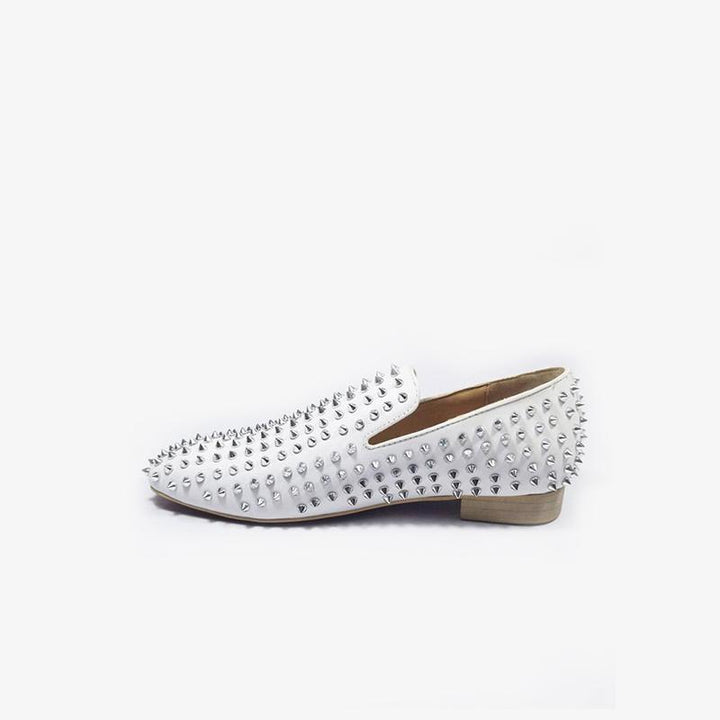 White Spike Loafers.