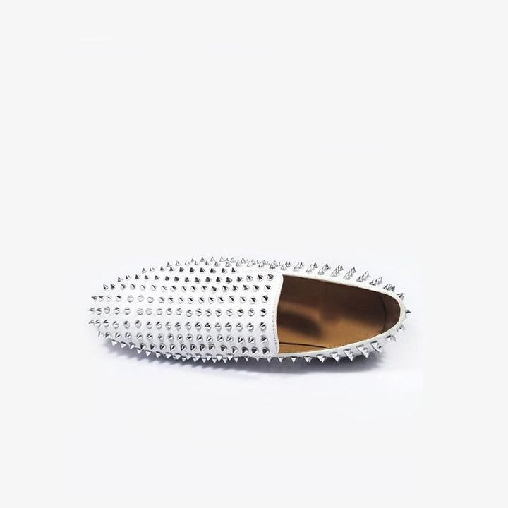 White Spike Loafers.