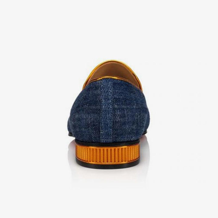 Men's Flat Denim Loafers Shoes Metal Heel - ARNO CONTI