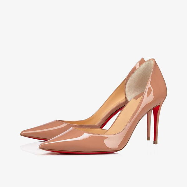 Beige Patent Leather Pumps with 60 mm Heel