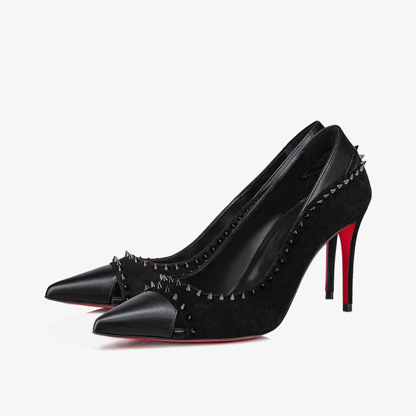 Black Spiked Pump Heel