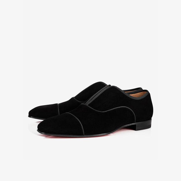 Men's Black Velvet Loafers with Open Uppers