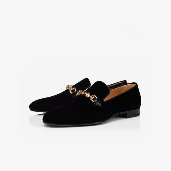 Men's Black Loafers Suede Leather