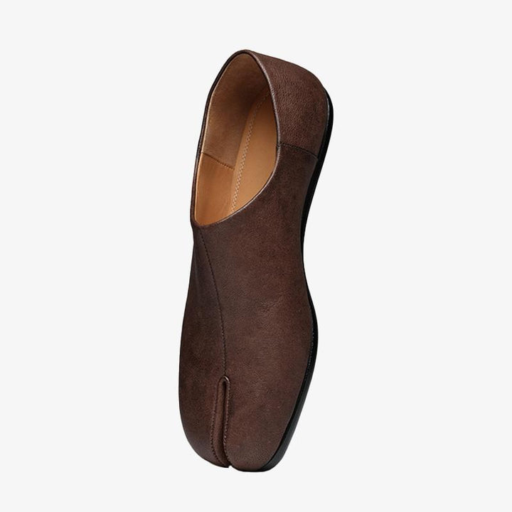 Burgundy Split-Toe Leather Shoes - ARNO CONTI