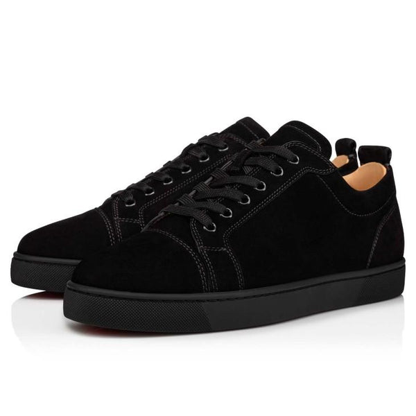 Suede Sneakers Plain Black Leather